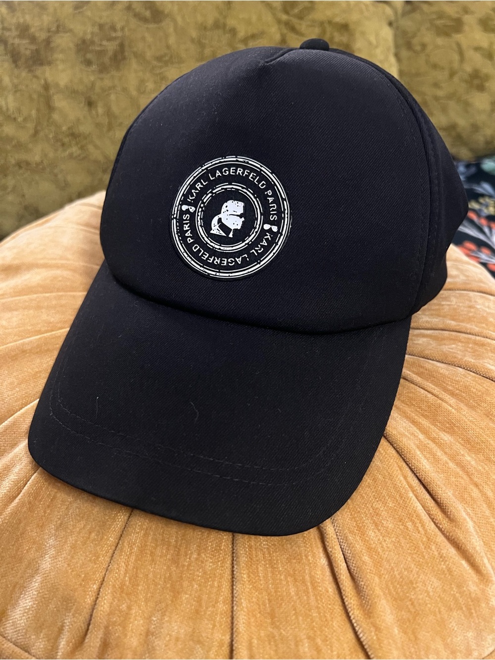 Karl Lagerfeld Black Baseball Cap with White Logo Patch